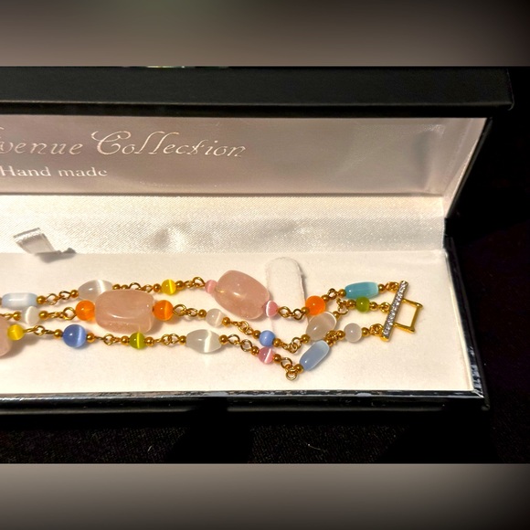 Bracelet w/Swarovski Crystal, Gold Sz 7.5 - Picture 6 of 9